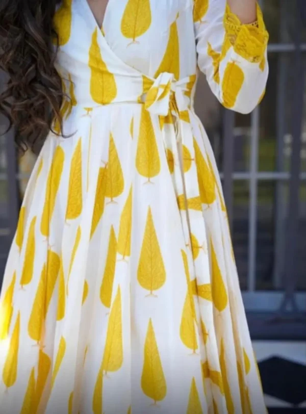 Phool Baagh Yellow Handblock Printed Cotton Anarkali Suit Set with Dupatta – Priyanka Creations - Image 4